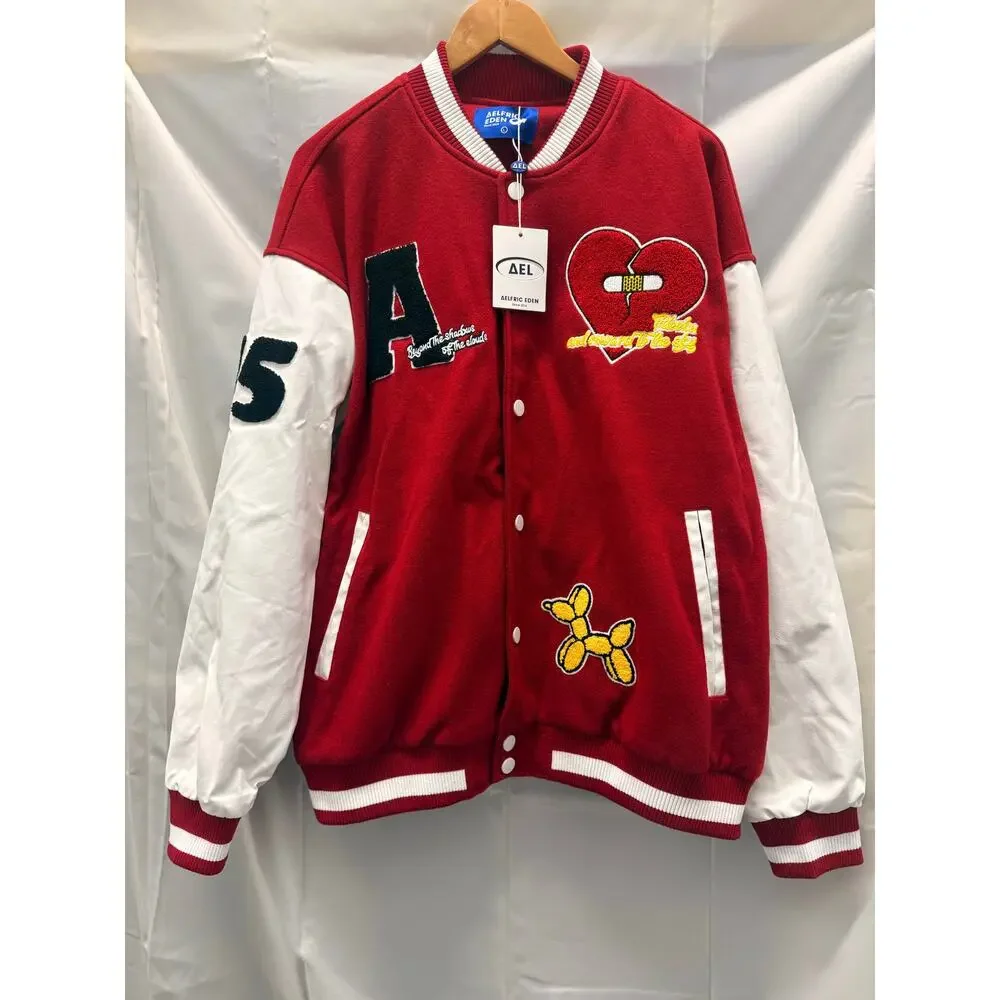 Aelfric Eden NEW Letter Love‎ Flocking Varsity Jacket Bomber Fall Winter